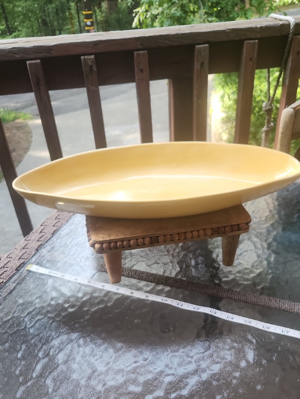 2005 Aletha Soule Studio Ceramic Oval Yellow Bowl Platter Minimalist Art Pottery